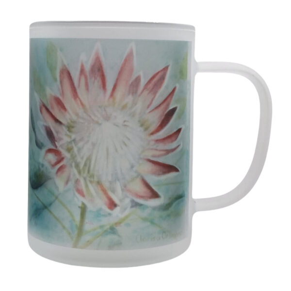 Frosted Glass Mug Protea 3